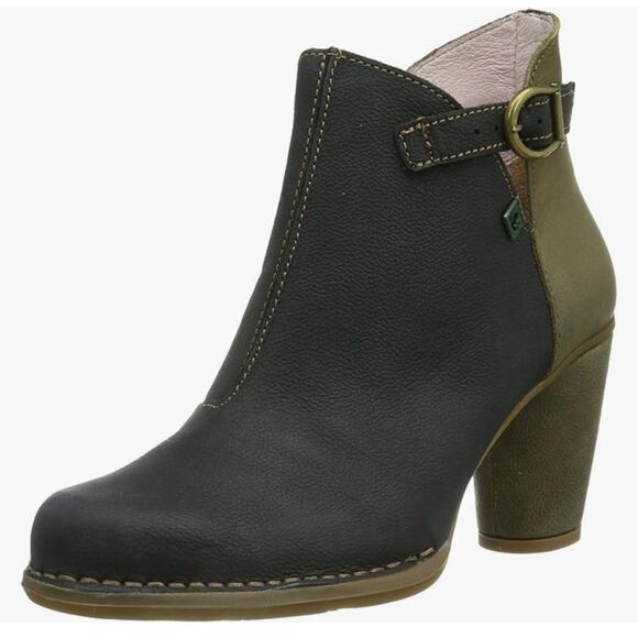 El Naturalista Women's N472 Colobri Navy Blue leather Heeled Ankle Boots Size 39 - Picture 2 of 7